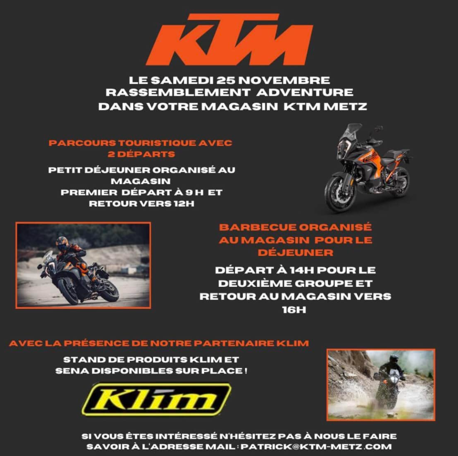 RASSEMBLEMENT ADVENTURE 25 NOVEMBRE 2023 KTM Motorsport Metz